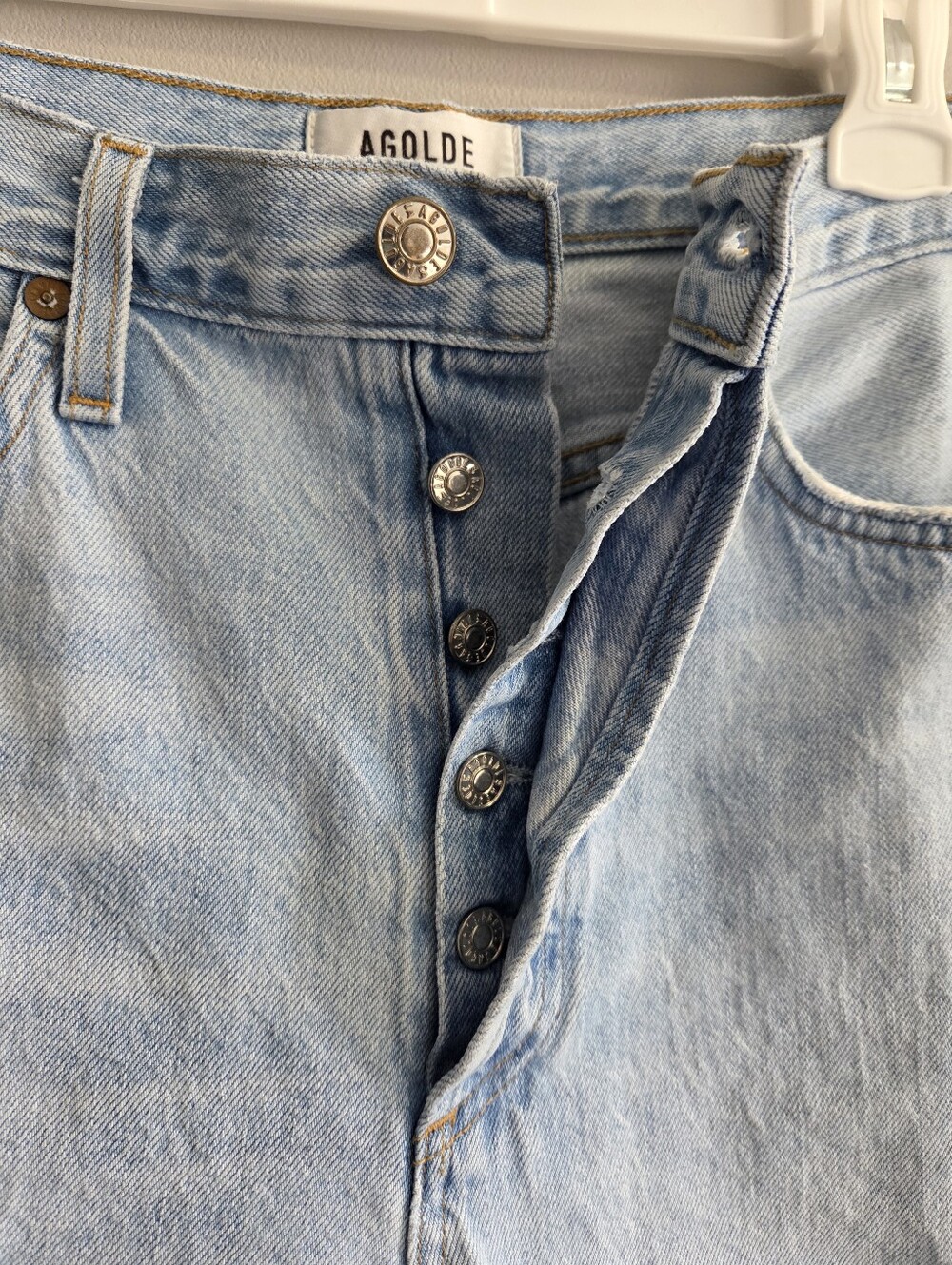 AGOLDE Riley Distressed High Rise Straight Crop Light Wash Denim Size 29 - Picture 8 of 15